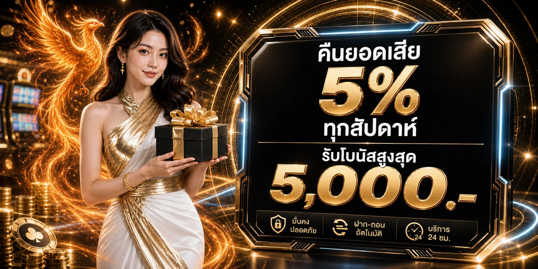แบนเนอร์คืนยอด PG688 พร้อมนกฟีนิกซ์สีส้ม